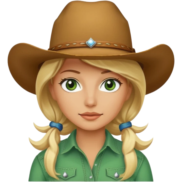cowgirl is ugh blonde hair and green eyes  emoji