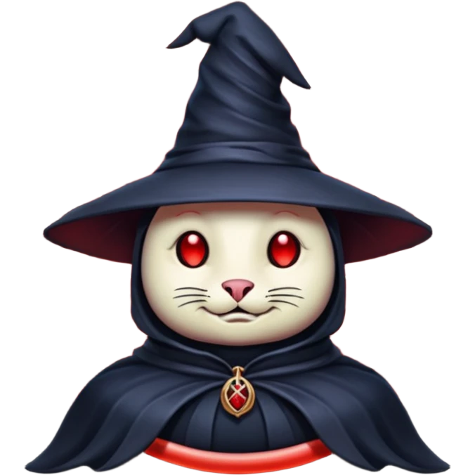 iOS emoji, dark fantasy magic seal, witch symbol, web pattern, red glow, minimal clean style emoji