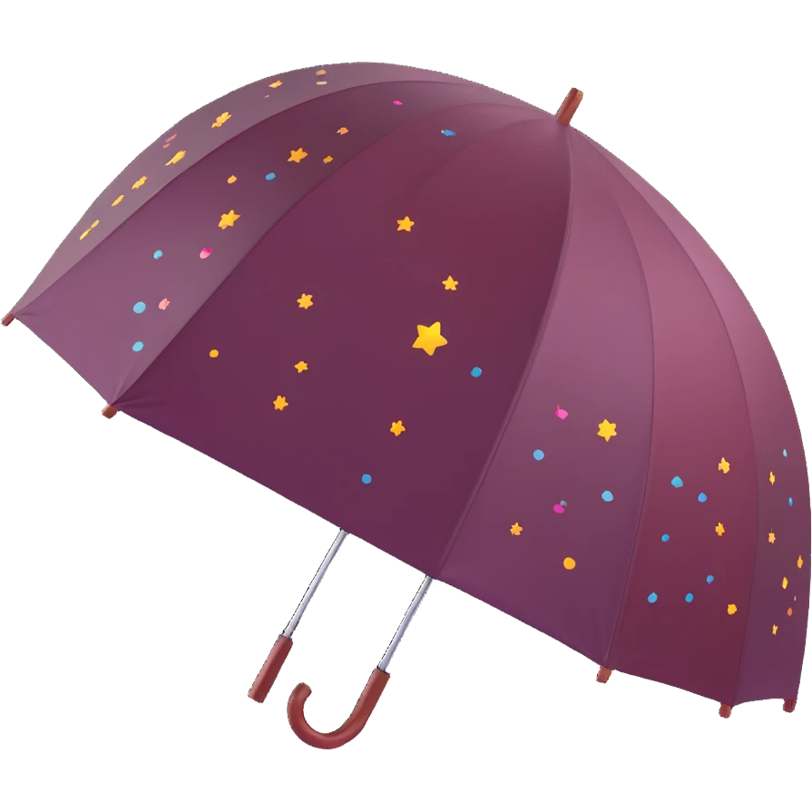 burgundy umbrella with a galaxy pattern in 3D emoji style emoji