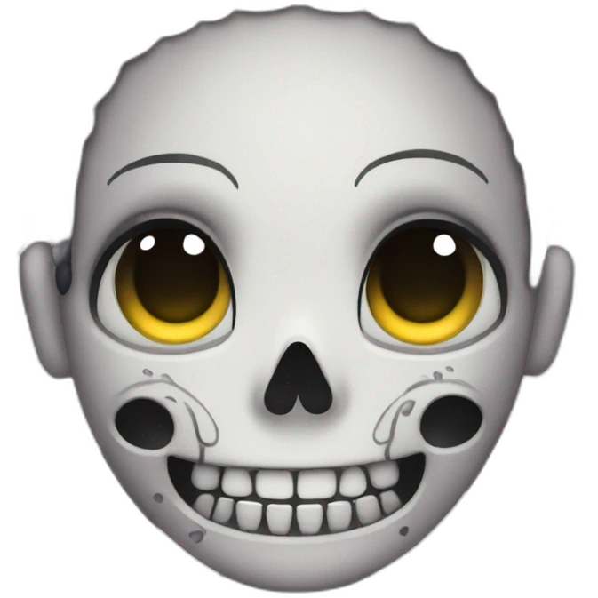 kawaii goth skull with braids emoji