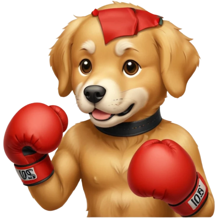 golden retriever with boxing gloves  emoji