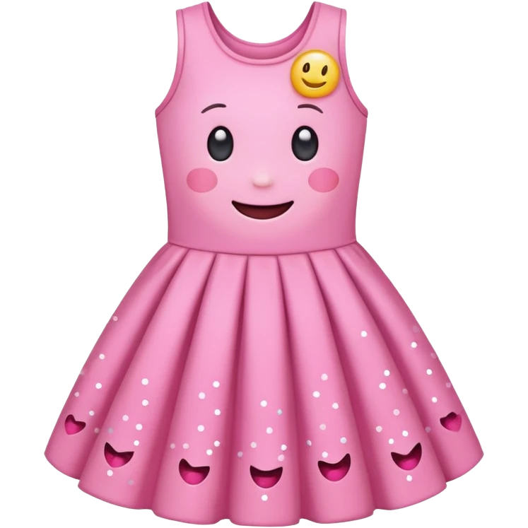 cute kawaii dress with happy smiling face and sparkles emoji style emoji