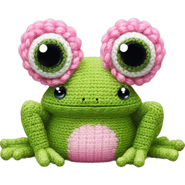 small pink creature with rectangular body, frog amigurumi emoji