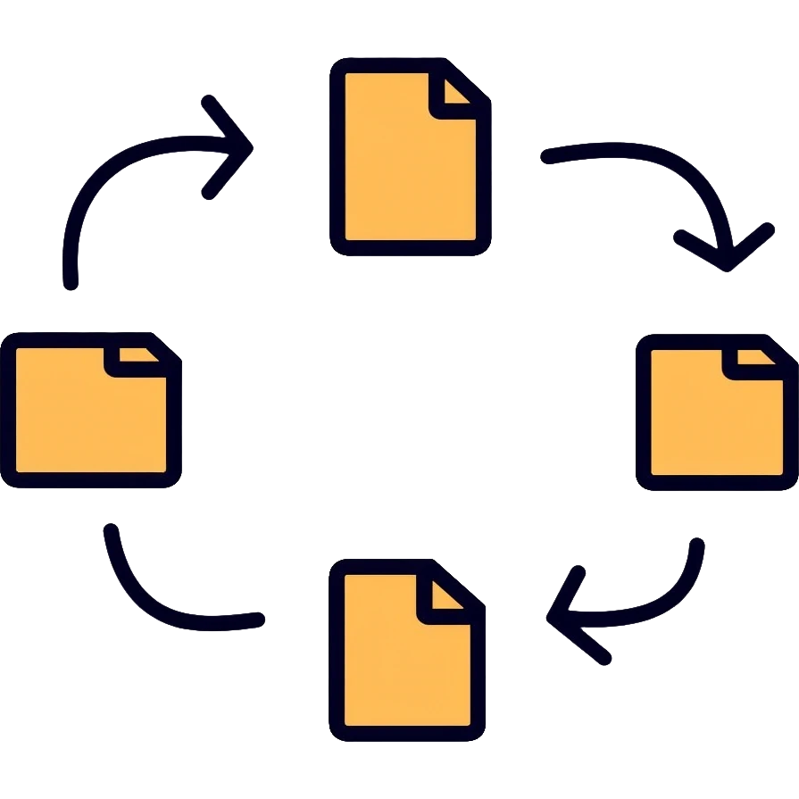File monitoring icon with arrows showing sending and receiving of files, document with bidirectional arrows emoji