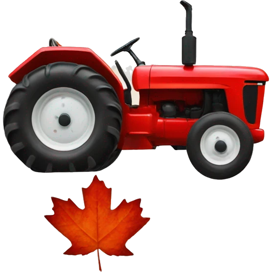 Red Tractor with a maple leaf in the backgound emoji