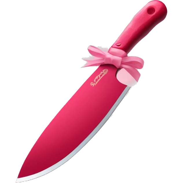 aesthetic red liquid covered knife with light pink bow on handle emoji
