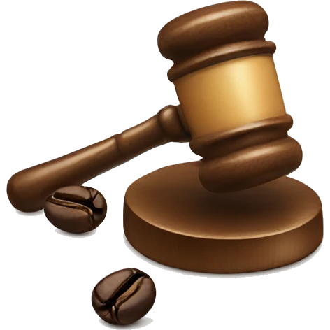 Gavel with coffee bean emoji