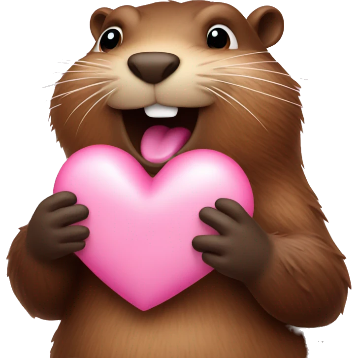 Beaver sending an air kiss with pink hearts  emoji
