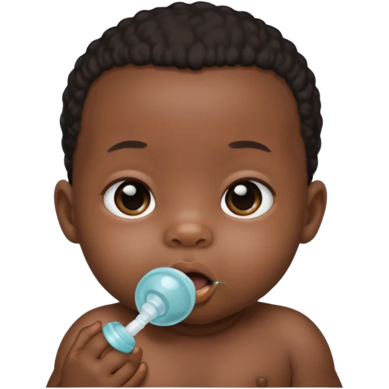 Black newborn baby, pacifier in mouth emoji