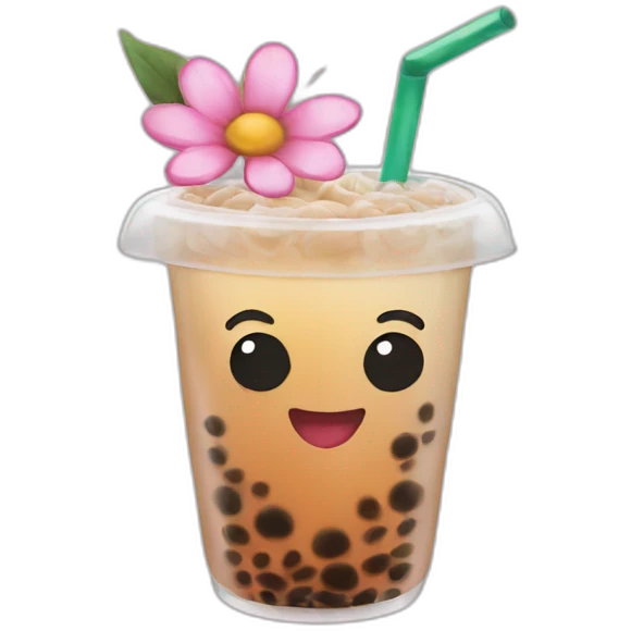 Flower and bubble tea emoji