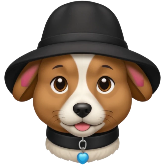 Dog and hat black emoji