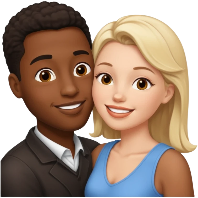 Black guy kissing white girl emoji
