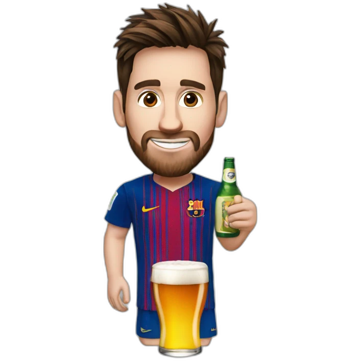 Realistic-Messi-with-a-beer emoji