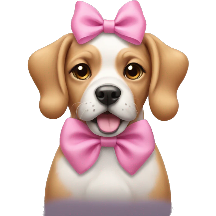 Dog wearing pink bow emoji