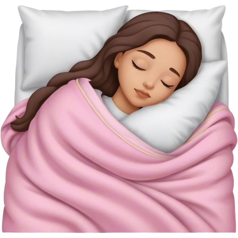lightskin girl sleeping in light pink blanket emoji