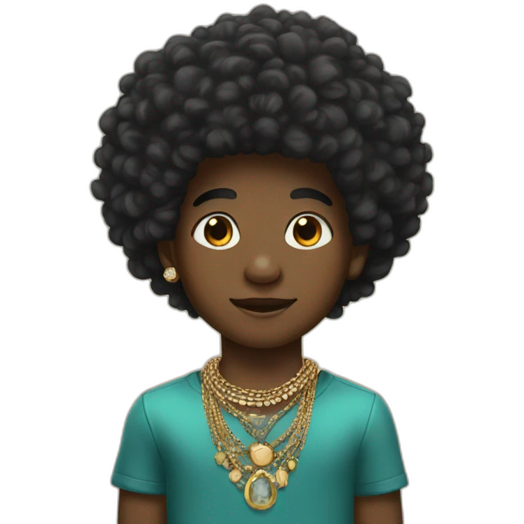 afro boy with jewelry emoji