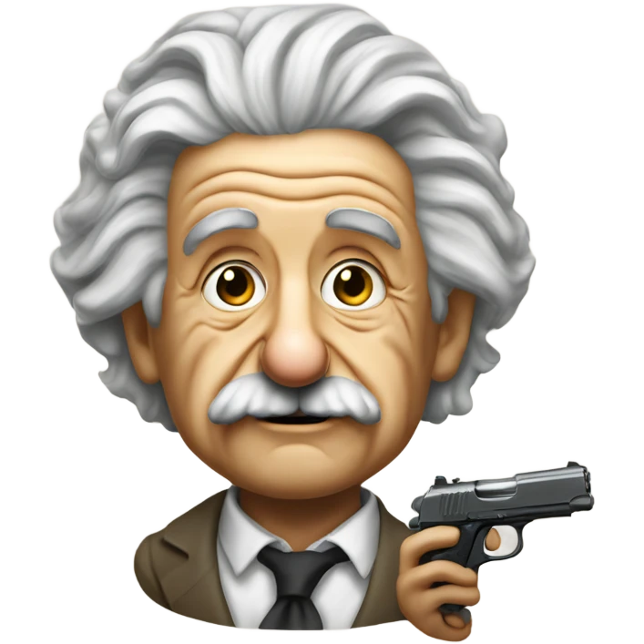 Albert Einstein if he used a “not a gun” to help him think emoji