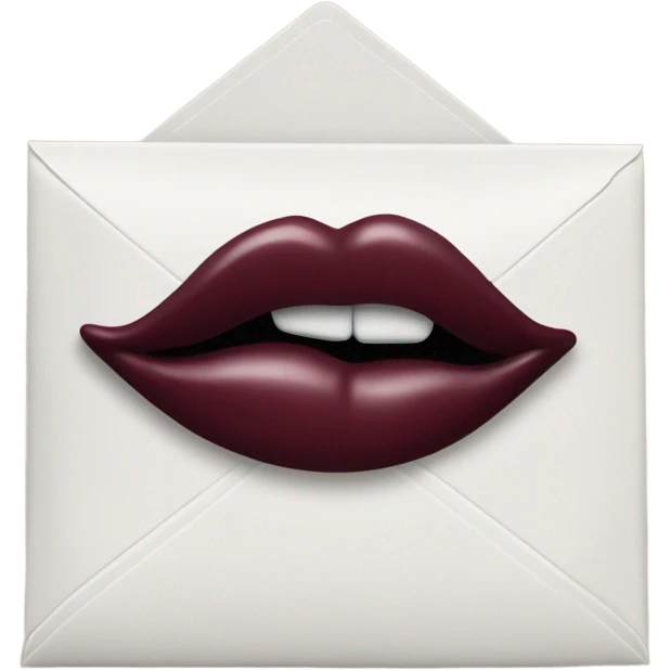 White envalope sealed with a burgundy lipstick kiss emoji