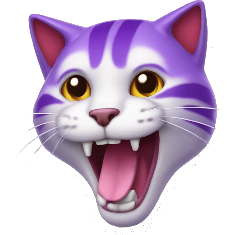 Gato morado sonriente que tira humo rojo emoji