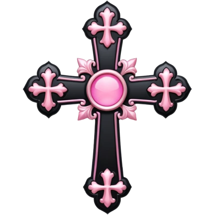 soft cute black pink goth cross , no woman emoji