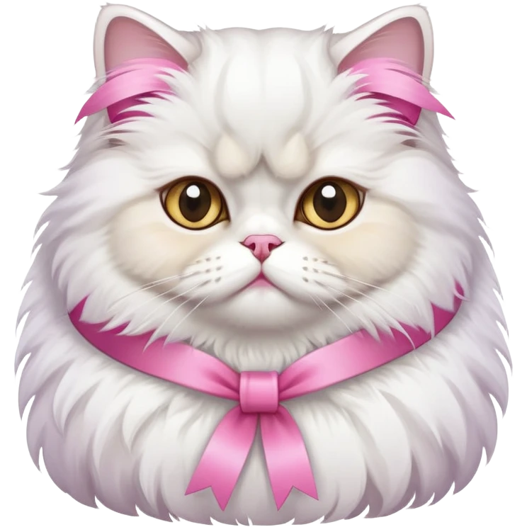 A Persian Cat Neck Wearing a pink ribbon emoji
