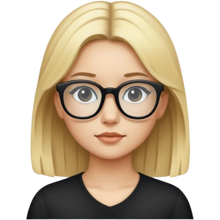 Young girl with blonde hair and black glasses emoji