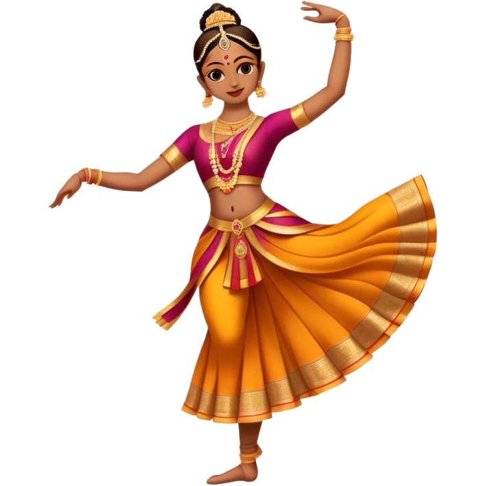cinematic-realistic-bharatanatyam-dance-emoji,-depicted-as-an-elegant-classical-indian-dance-performance-with-graceful-poses,-intricate-costumes,-and-expressive-hand-gestures,-rendered-with-rich-textures-and-warm-dramatic-lighting, single dancer full body  emoji