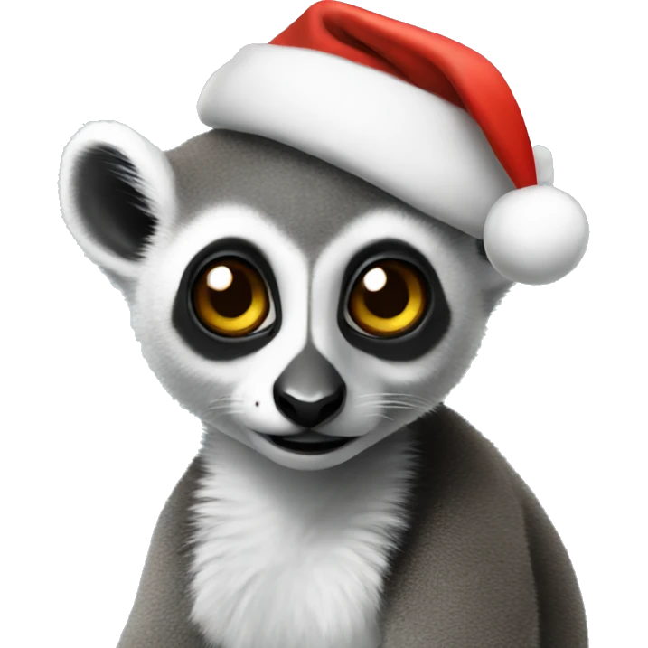 Lemur wearing a Santa hat emoji