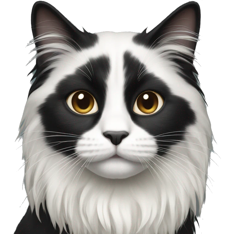 black and white cat long haired emoji