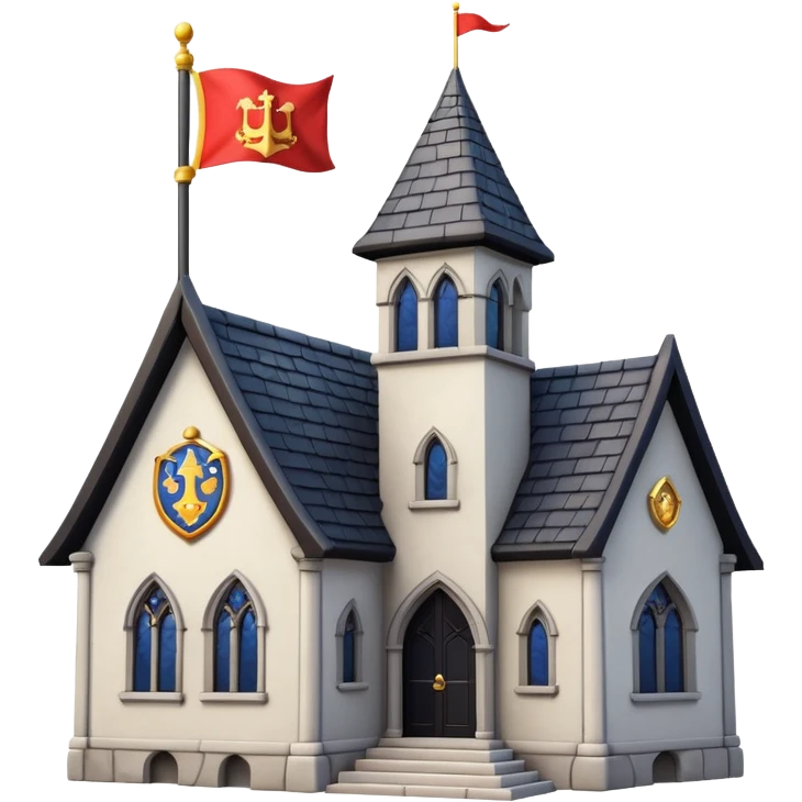 magic school, with a flag, flag on a roof emoji