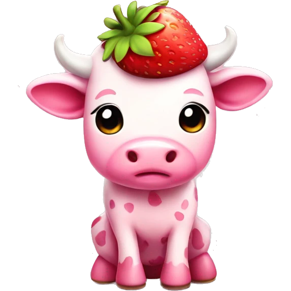 Pink cute strawberry cow chibi  emoji