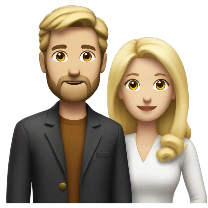 White man dark hair and beard white woman blonde hair  emoji