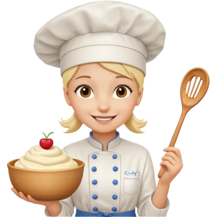 cute baking emoji
a girl chef
a whisker
a bowl emoji