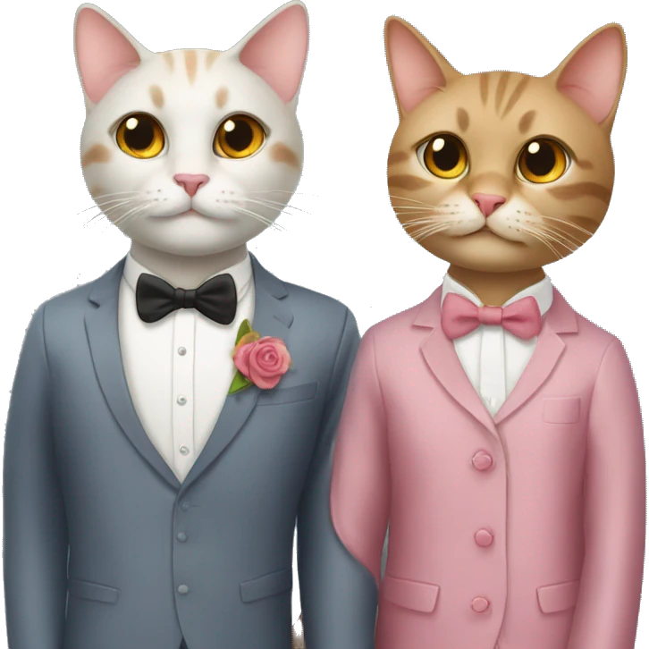 two cats dressed up for a date emoji