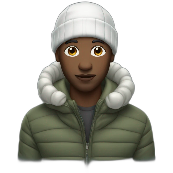 Black man with big nose wearing a durag and puffer jacket emoji