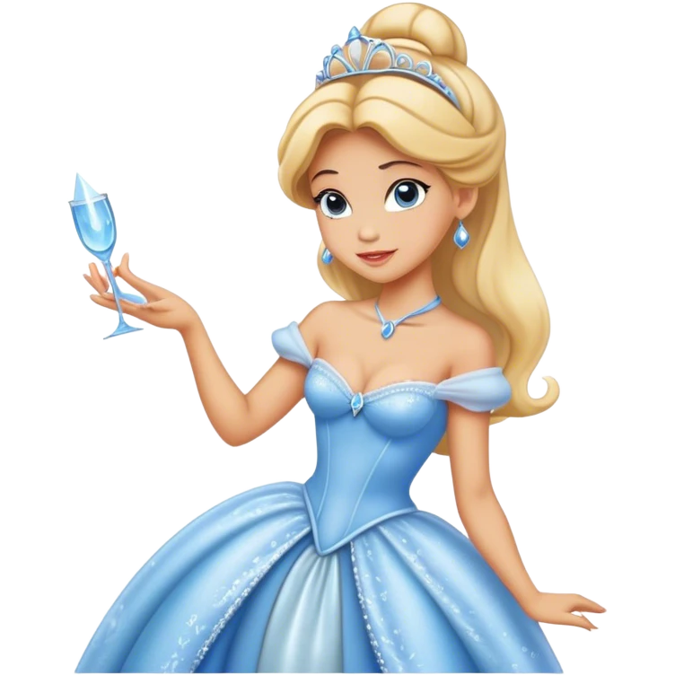Cinematic Realistic Cinderella Portrait, depicted with lifelike skin texture, subtle rosy undertones, and soft natural lighting that enhances the gentle contours of her face. Her intricately detailed golden blonde hair is elegantly styled in an updo, with delicate wisps framing her face. Her deep, expressive blue eyes radiate warmth and sincerity, reflecting a quiet resilience and grace. She holds a glass slipper gently in one hand, her other hand resting gracefully at her side, emphasizing the timeless beauty of the moment. She is dressed in her iconic ball gown, the fabric shimmering with intricate embroidery and fine translucent layers that catch the light beautifully. The soft sheen of satin gloves adds a magical touch to her graceful pose. The portrait features an enchanting glow with a natural, luminous finish, seamlessly blending realism and fairytale charm to evoke a sense of depth, elegance, and timeless beauty. emoji
