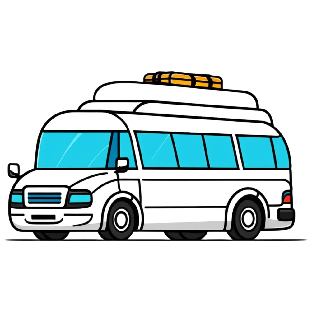luxury shuttle bus for airport transfer with luggage emoji