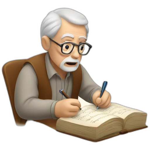 old man writing a dictionary emoji