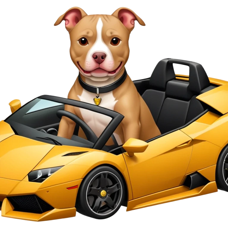 Pit bull driving a Lamborghini  emoji