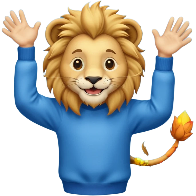 lion wearing blue jumper emoji