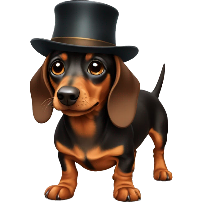 dachshund with hat emoji