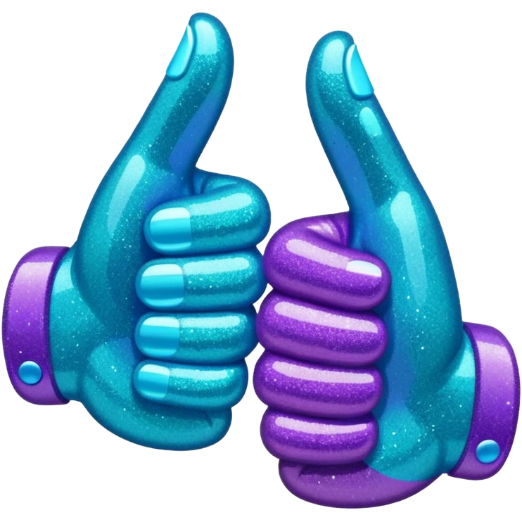 Glitter purple and cian thumbs up emoji