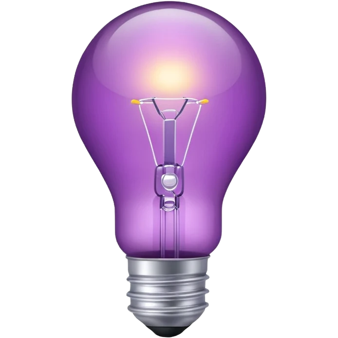 Create a glowing light bulb icon in shades of purple. Convey ideas and innovation. Keep it simple and clear. emoji