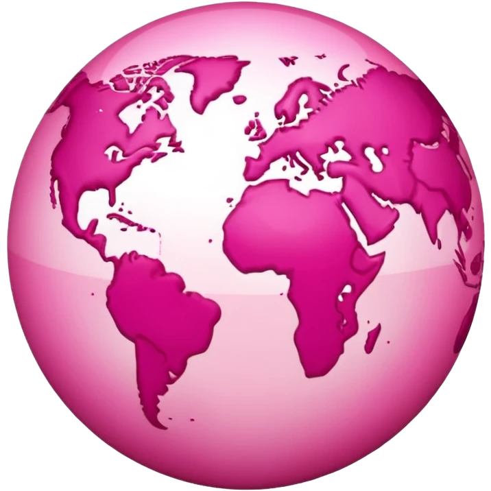 stylized earth emoji in hot pink and light pink, apple emoji style emoji