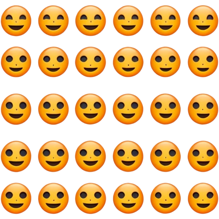 Minimalist flat emoji icon set, bright vivid orange symbols (#FF6200 or #FF8C00) on pure black background (#000000), sharp clean edges, no gradients, no shadows, high contrast, simple geometric shapes, modern UI icon style like Telegram stickers or Discord emojis emoji