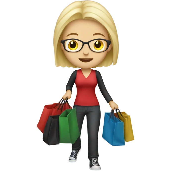 White blond Female music teacher with a lot of bags emoji