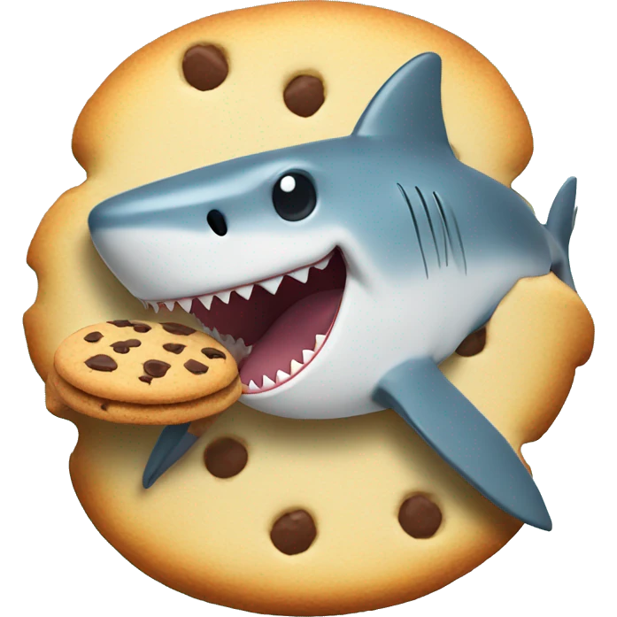 shark hugging a cookie emoji
