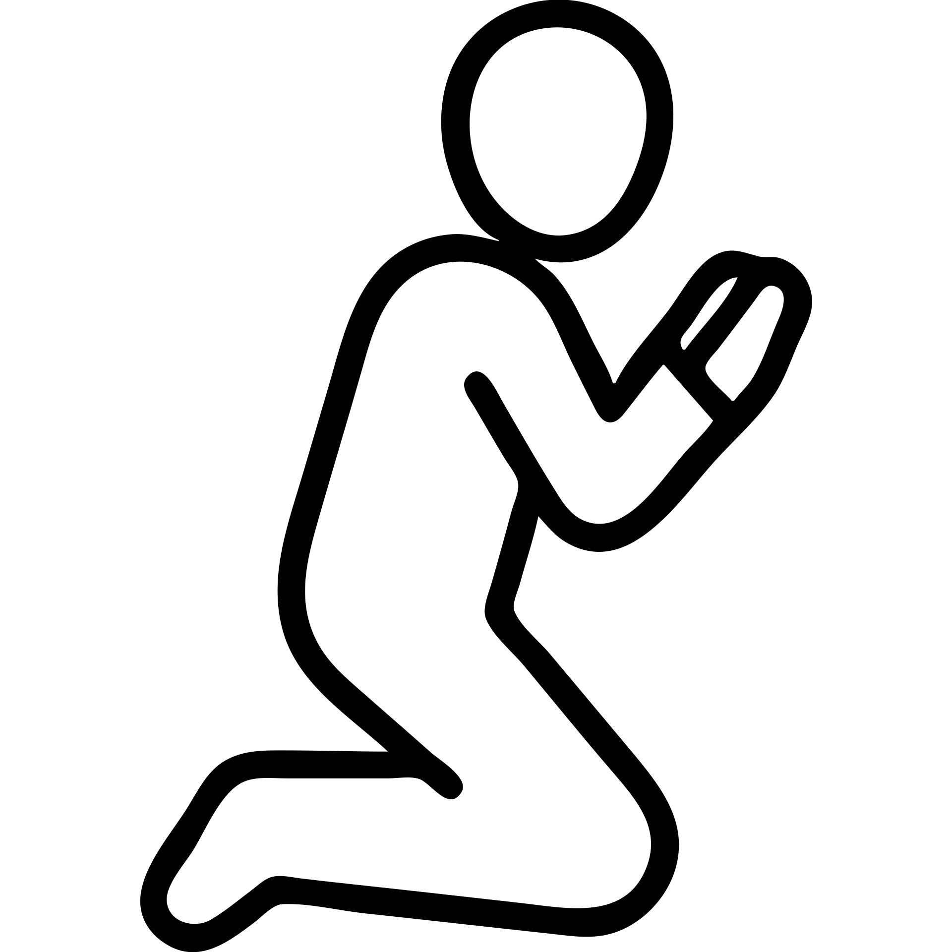simple outlined icon of a man praying emoji