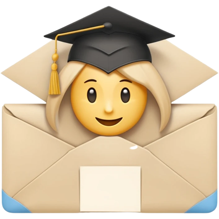 A simple emoji-style icon of a white manila envelope with subtle paper texture, clean edges, and a small graduation NUMBER  2022-photo on the front, graduation icon  emoji