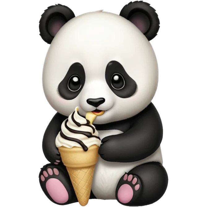 Panda eating ice cream emoji